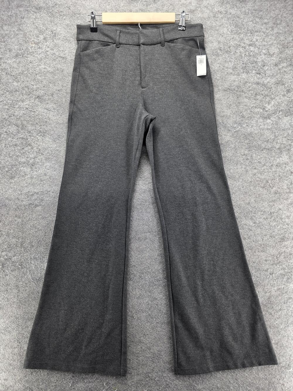 Old Navy Pants Womens 10 Gray Flare Trouser Knit Pull On Stretch Pockets 32 In